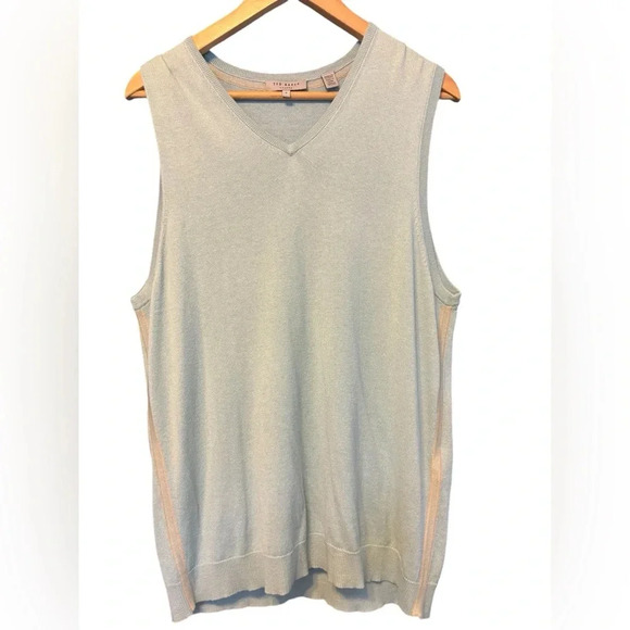 Ted Baker Men's Silk Blend Light Blue Lightweight V Neck Sweater Vest Size 4 - Picture 1 of 5